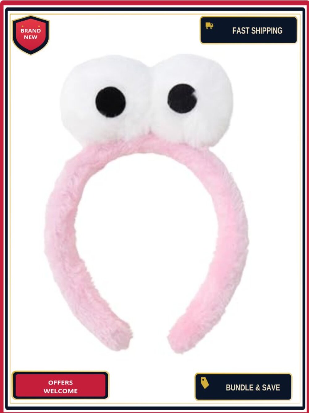 Plush Monster Headband with 3D Googly Eyes Halloween Cosplay